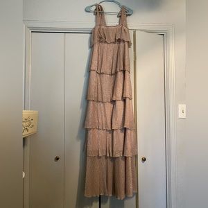 Mauve tiered dress with tie straps